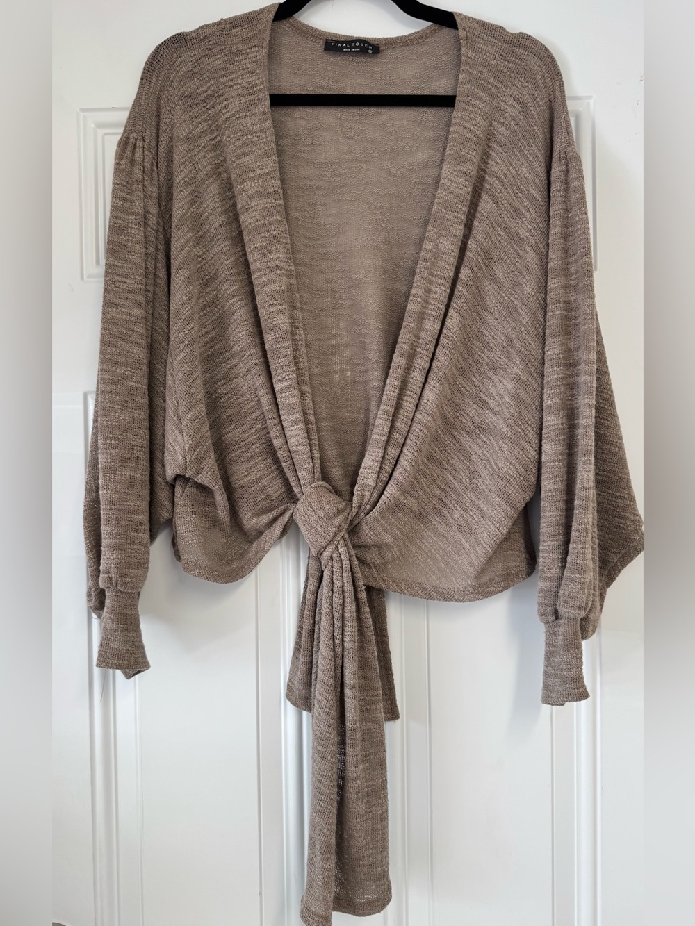 Taupe Tie-Front Shrug Size Small Fits S-L